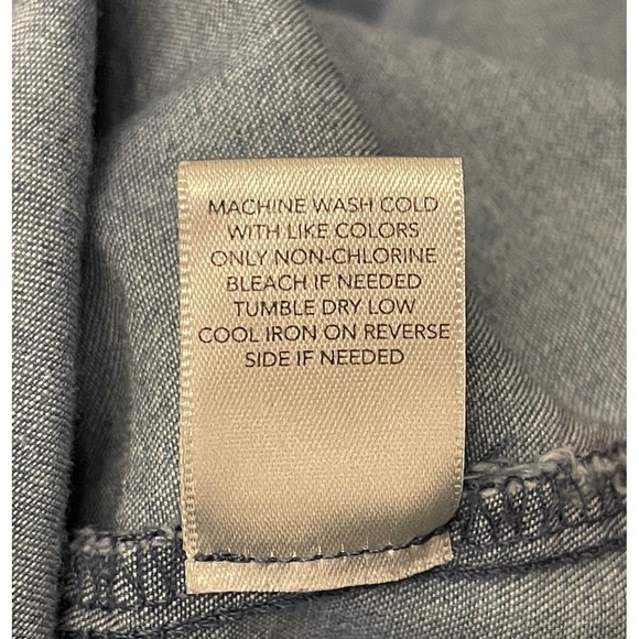 CJ Banks Popover Denim Chambray Blouse Top Womens 1X Collared Anchor Nautical - Picture 5 of 8